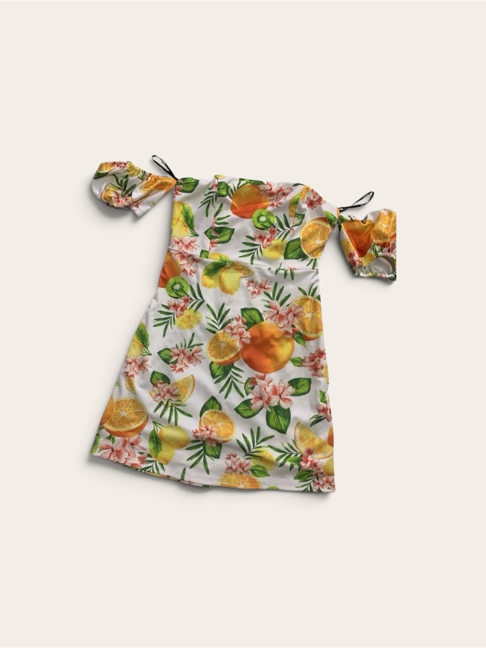 Forever 21 Citrus Print Off The Shoulder Mini Dress Small